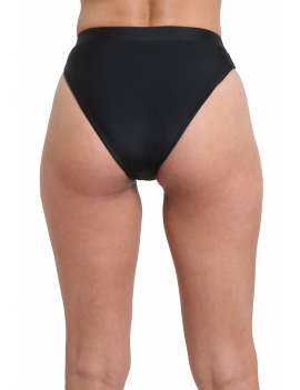 foto modelo bikini calzon alto negro espalda
