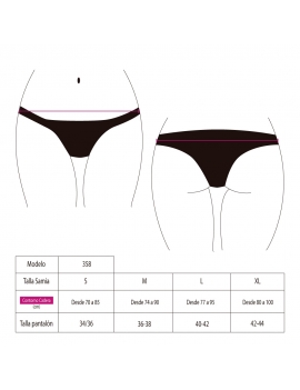 Guia de tallas de calzón de bikini tanga tiro alto marca samia