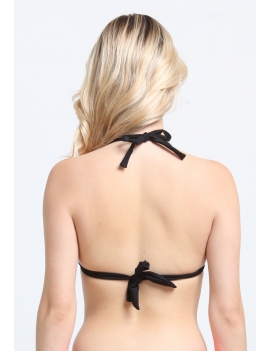 Bikini triangulo con nudos negro espalda