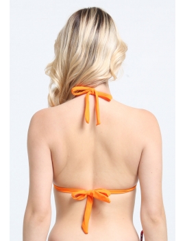 Bikini triangulo con nudos naranja espalda