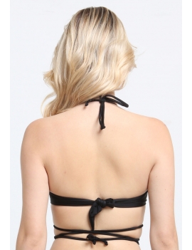 Bikini bandeau strapless negro espalda