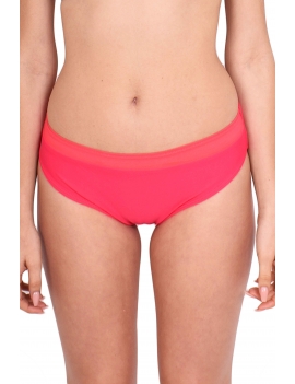 Calzon clasico de bikini con transparencia color rojo